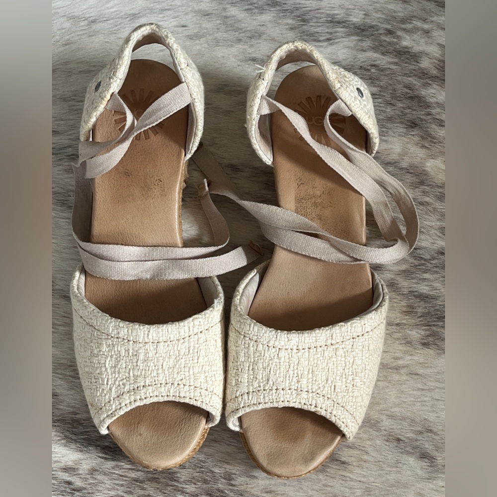 UGG Cream Espadrille Wedge Sandals